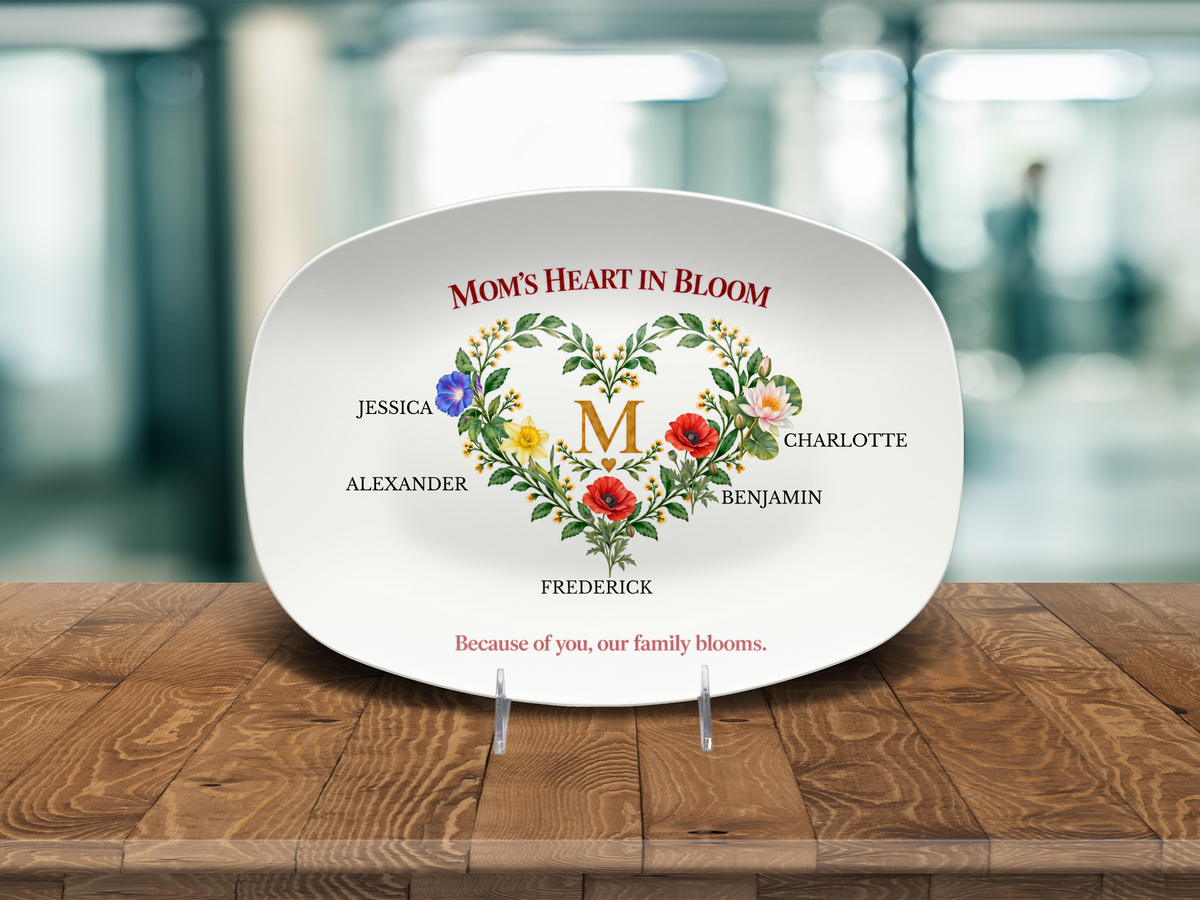 Mom’s Heart in Bloom platter front display view