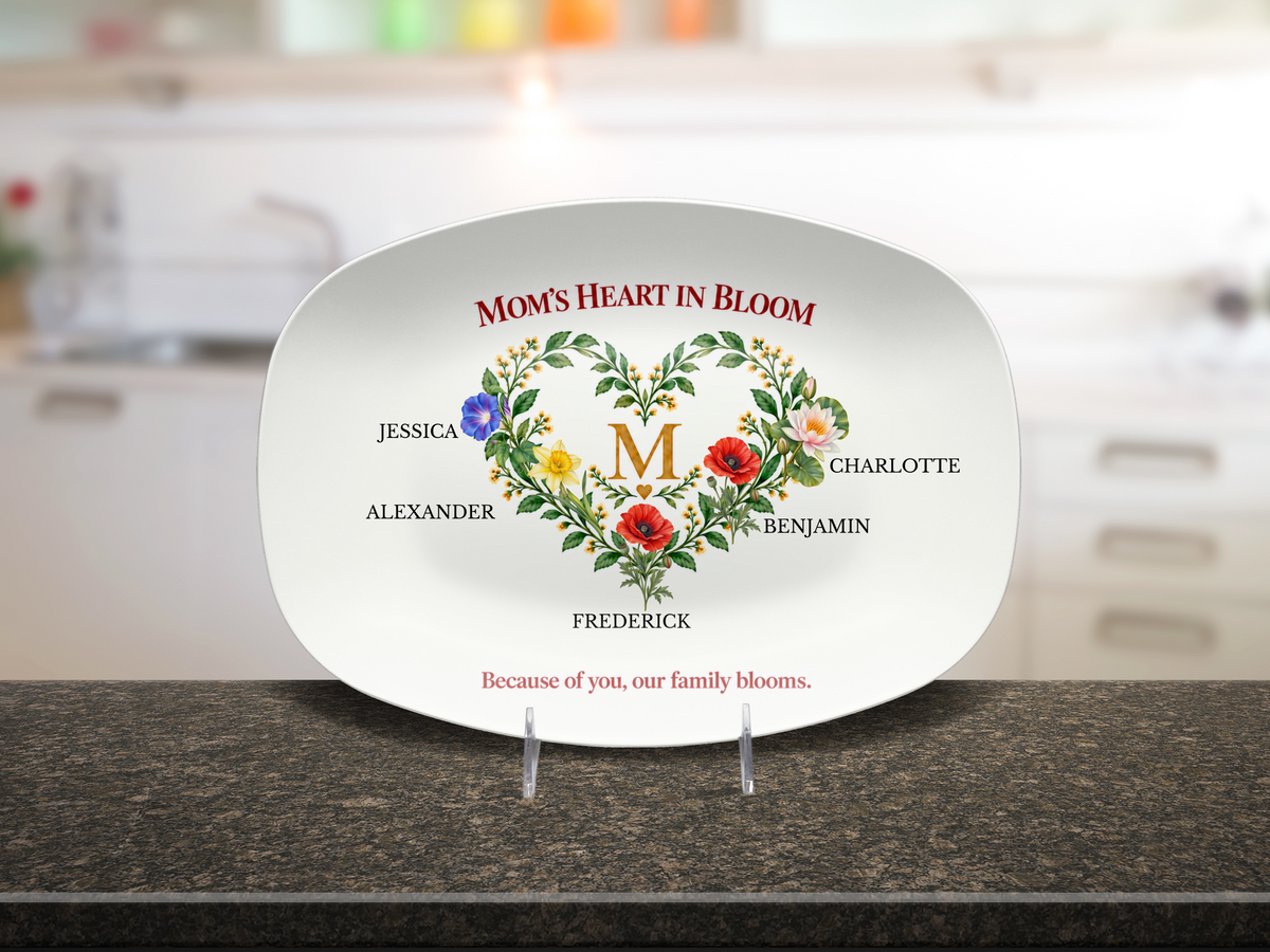 Personalized Mom family keepsake platter lifestyle view