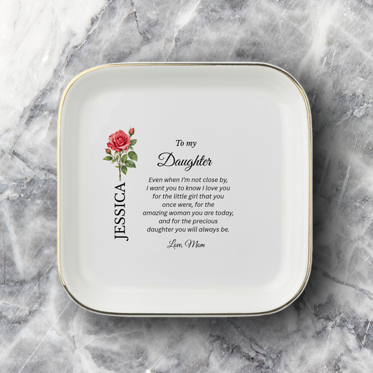 Daughter birth flower jewelry dish gift from Mom – premium hero view