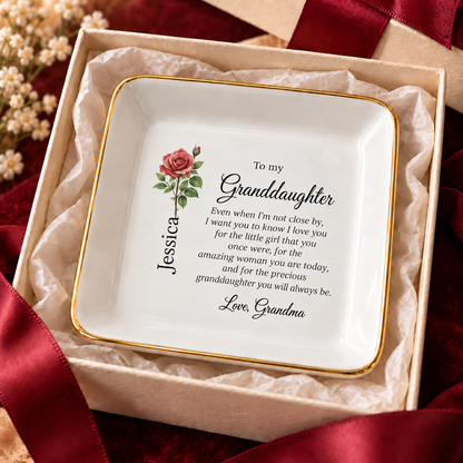 Granddaughter birth flower jewelry dish gift from Grandma – floral lifestyle styling