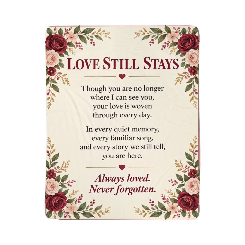 Love Still Stays bereavement blanket design close-up
